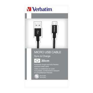 Kabel Verbatim micro USB-B(M) - USB-A(M) 0,3m czarny