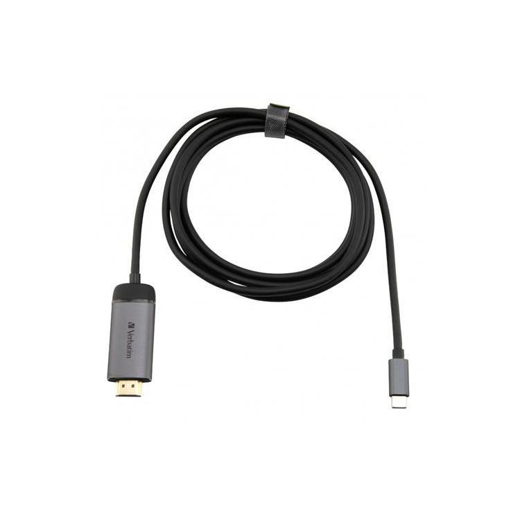 Kabel adapter Verbatim USB type-C(M) - HDMI(M) 1,5m (Thunderbolt 3) czarno-srebrny