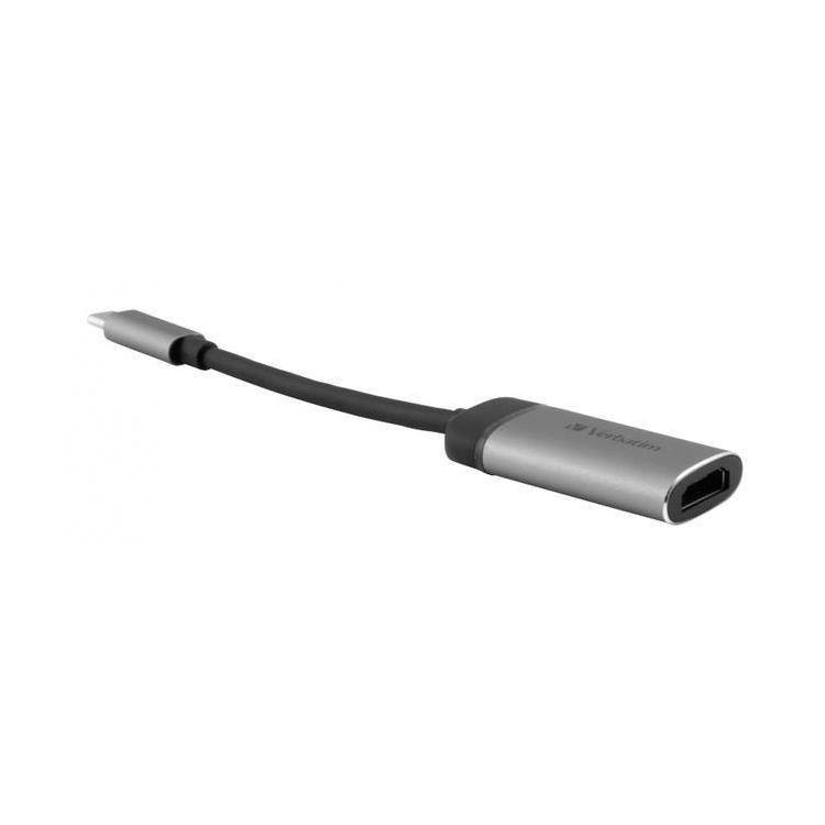 Kabel adapter Verbatim USB type-C(M) - HDMI(F) 0,1m czarno-srebrny