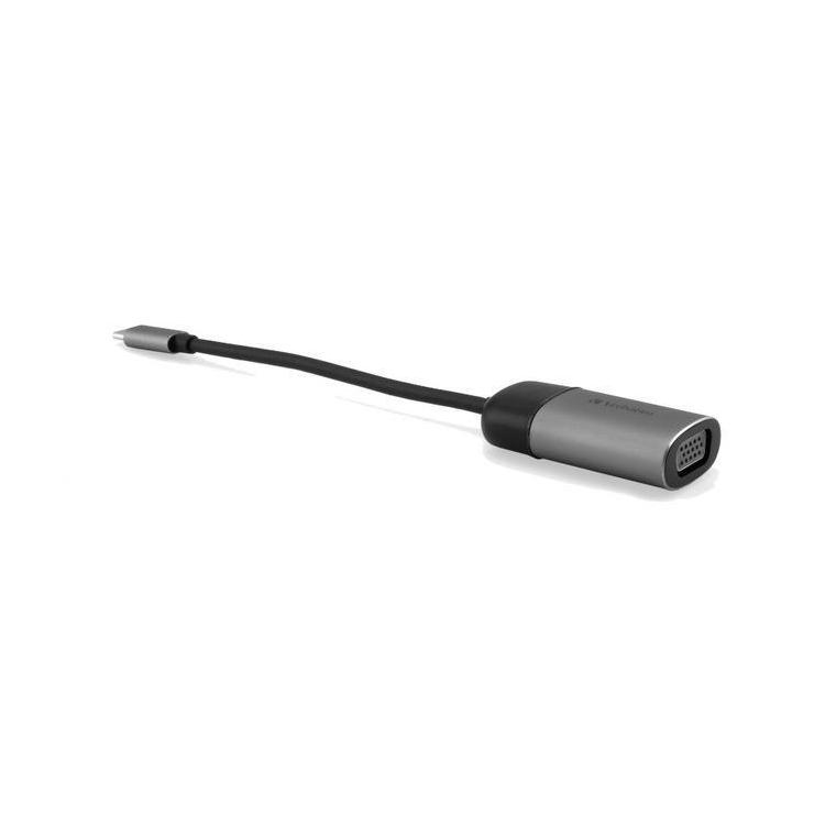 Kabel adapter Verbatim USB type-C(M) - VGA(F) 0,1m czarno-srebrny