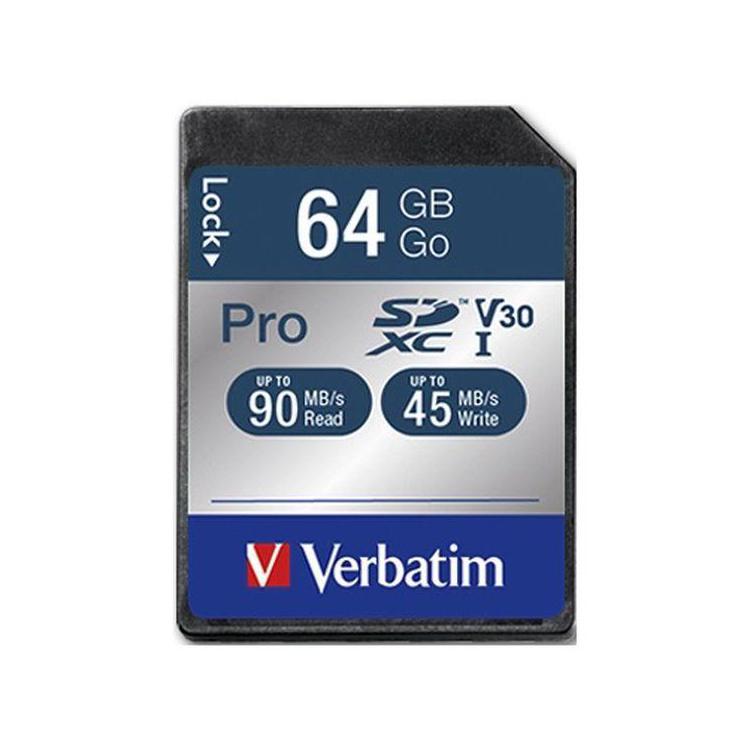 Karta pamięci SDXC Verbatim Pro U3 64GB (90/45 MB/s) Class 10 UHS-1 V30