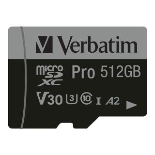 Karta pamięci Micro SDXC Verbatim Pro U3 512GB (100/90...