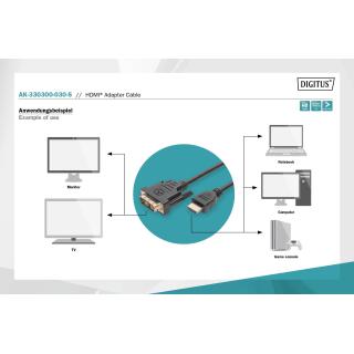 Kabel adapter DIGITUS HDMI Highspeed 1.3 Typ A / DVI-D(18+1), M/M 3m Black