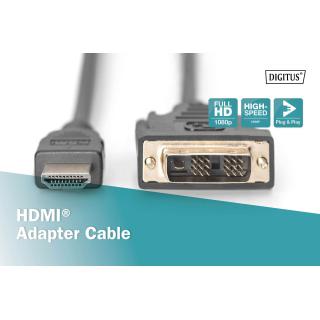 Kabel adapter DIGITUS HDMI Highspeed 1.3 Typ A / DVI-D(18+1), M/M 3m Black