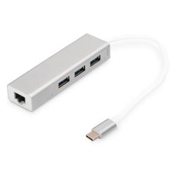 HUB/Koncentrator DIGITUS 3-portowy USB Typ C, USB A...