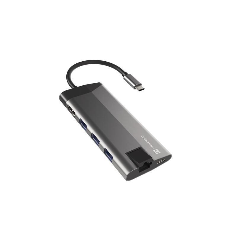 Stacja dokująca USB Natec Fowler Plus Multiport USB-C PD, 3x USB 3.0, HDMI 4K, RJ45, USB-C, SD, Micro SD