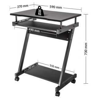 Biurko komputerowe mobilne Manhattan z wysuwaną półką 590x370