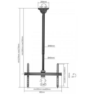 Uchwyt sufitowy Manhattan TV/LCD 37"-70", 50kg płynna regulacja