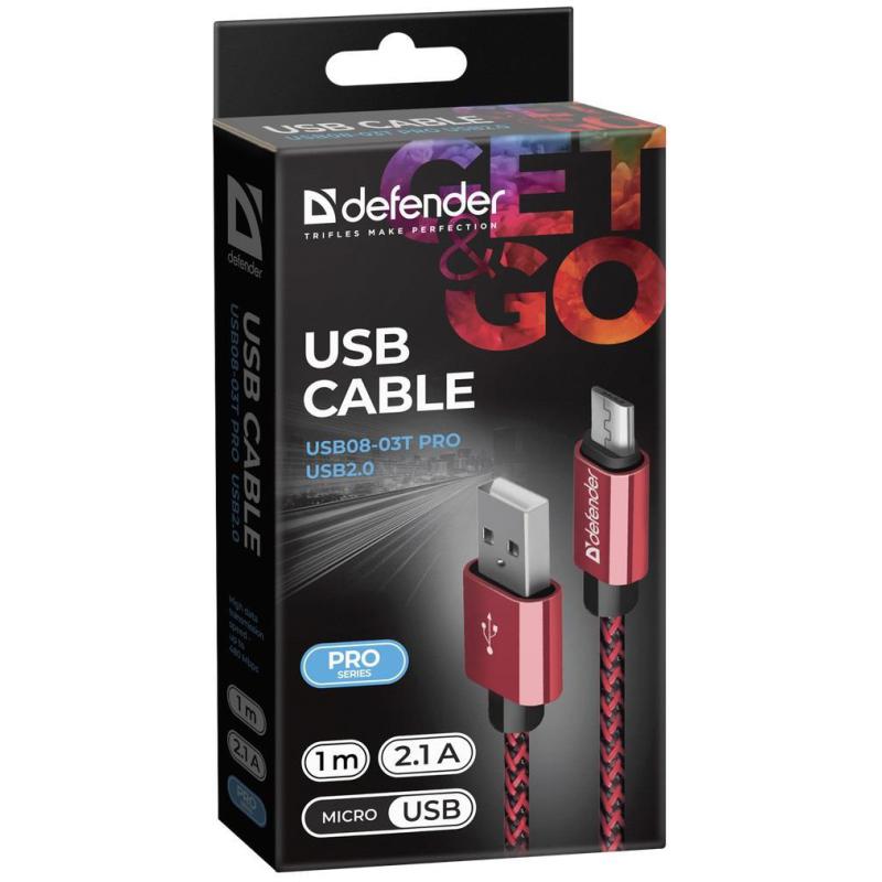 Kabel USB Defender AM-micro BM 1m 2,1A czerwony