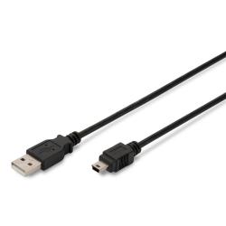 Kabel USB DIGITUS 2.0 A/M - mini B/M, 1,8m czarny