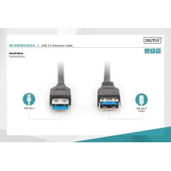 Kabel przedłużający DIGITUS USB 3.1 Gen.1 SuperSpeed 5Gbps Typ USB A/USB A M/Ż czarny 1,8m