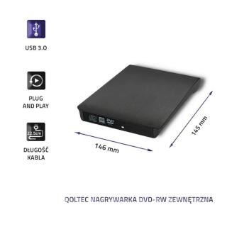 Nagrywarka DVD-RW zewnętrzna | USB 3.0 | Czarna