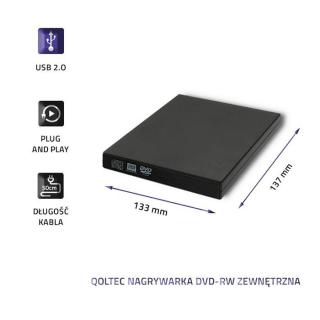 Nagrywarka DVD-RW zewnętrzna | USB 2.0 | Czarna