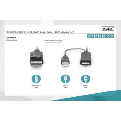 Kabel adapter DIGITUS HDMI 4K 30Hz zasilanie USB A na DisplayPort 2m