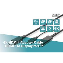 Kabel adapter DIGITUS HDMI 4K 30Hz zasilanie USB A na DisplayPort 2m