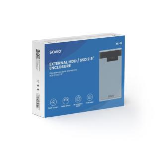 Obudowa na dysk HDD/SDD SAVIO AK-66, USB 3.0, 2,5", transparentny