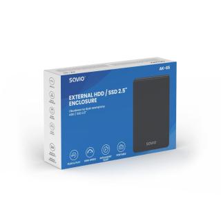 Obudowa na dysk HDD/SDD SAVIO AK-65, USB 3.0, 2,5", czarna