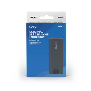 Obudowa na dysk M.2 SDD NVMe SAVIO AK-67, USB 3.1 Gen.2, 10 Gbps, szara