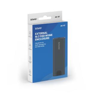 Obudowa na dysk M.2 SDD NVMe SAVIO AK-67, USB 3.1 Gen.2, 10 Gbps, szara