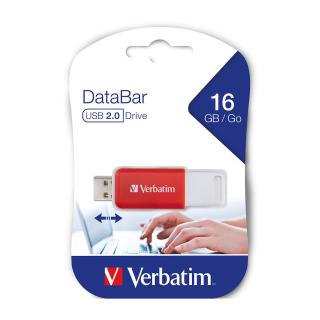 Pendrive Verbatim DataBar 16GB USB 2.0 Red