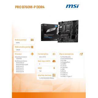 Płyta główna PRO B760M-P DDR4 s1700 4DDR4 DP/HDMI 2M.2 mATX