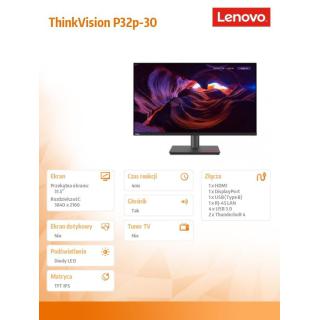 Monitor 31.5 cala ThinkVision P32p-30 WLED LCD 63D1RAT1EU