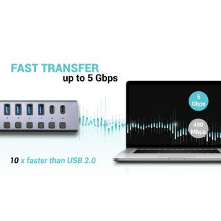 Hub USB 3.0/USB-C 9 portów LAN + Power Adapter 60W