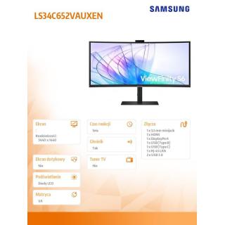 Monitor 34 cale ViewFinity S65VC VA 3440x1440 UWQHD 21:9 1xHDMI 1xDP 1xUSB-C (90W) 2xUSB 3.0 LAN (RJ45) 5ms HAS Webcam głośniki