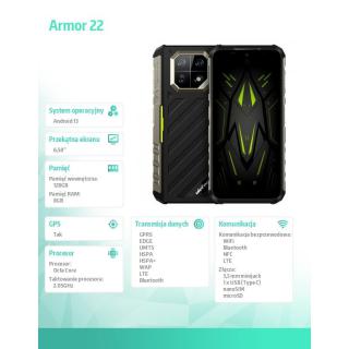 Smartfon Armor 22 6.58" 8/128GB IP68/IP69K 6600 mAh DualSIM zielony