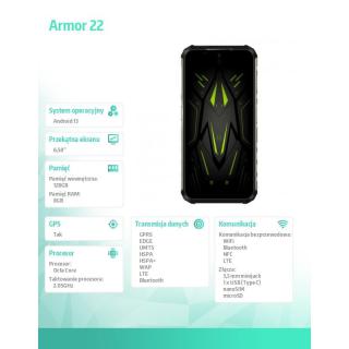 Smartfon Armor 22 6.58" 8/256GB IP68/IP69K 6600 mAh DualSIM zielony