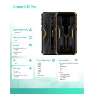 Smartfon Armor X12 PRO 5,45" 4/64GB IP68/IP69K 4860 mAh pomarańczowy