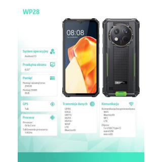 Smartfon WP28 8/256GB 10600 mAh DualSIM zielony