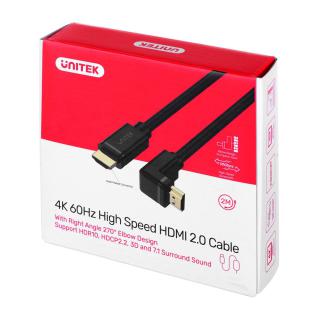 UNITEK KABEL KĄTOW HDMI 270° 2.0,4K60HZ,2M,Y-C1008