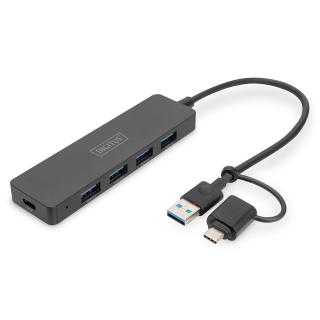 Hub USB 3.0/Koncentrator DIGITUS 4-portowy SlimLine USB A...