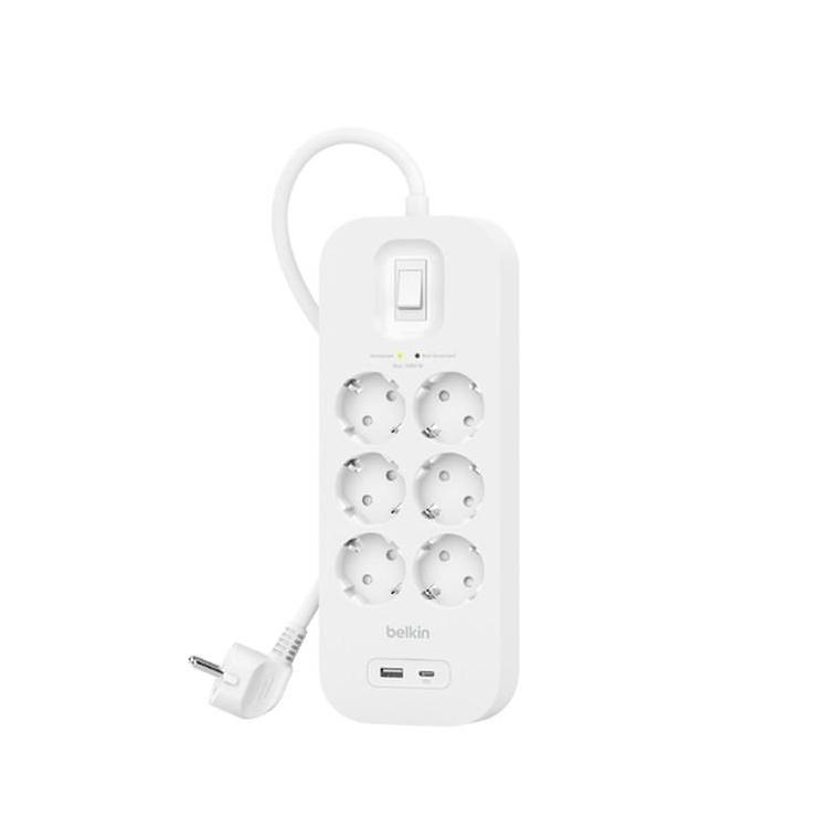 BELKIN LISTWA ZASILAJĄCA 6-PORTS + 1XUSB-A/C 650J