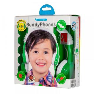 Słuchawki z mikrofonem BuddyPhones InFlight Green dla dzieci 75/85/94dB