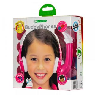 Słuchawki z mikrofonem BuddyPhones Connect Pink dla dzieci 85dB