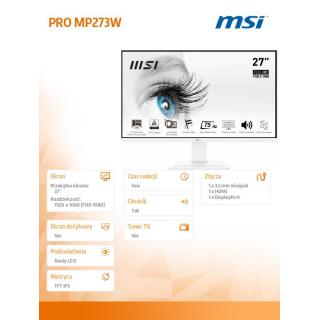 Monitor PRO MP273W 27 cali IPS /FHD/75Hz/HDMI DP/biały