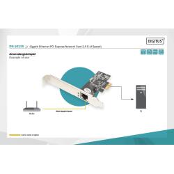 Karta sieciowa DIGITUS przewodowa PCI Express 1x RJ45 2.5 Gigabit Ethernet 10/100/1000/2500Mbps