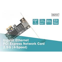 Karta sieciowa DIGITUS przewodowa PCI Express 1x RJ45 2.5 Gigabit Ethernet 10/100/1000/2500Mbps