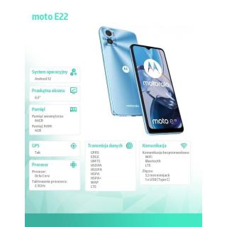 Smartfon moto E22 4/64 GB, Crystal Blue