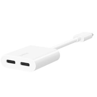 Adapter Dual USB-C Audio + Charge Rockstar białe