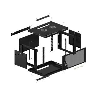 Szafa wisząca 19 cali 6U 600x450 drzwi perforowane (flat pack) czarna