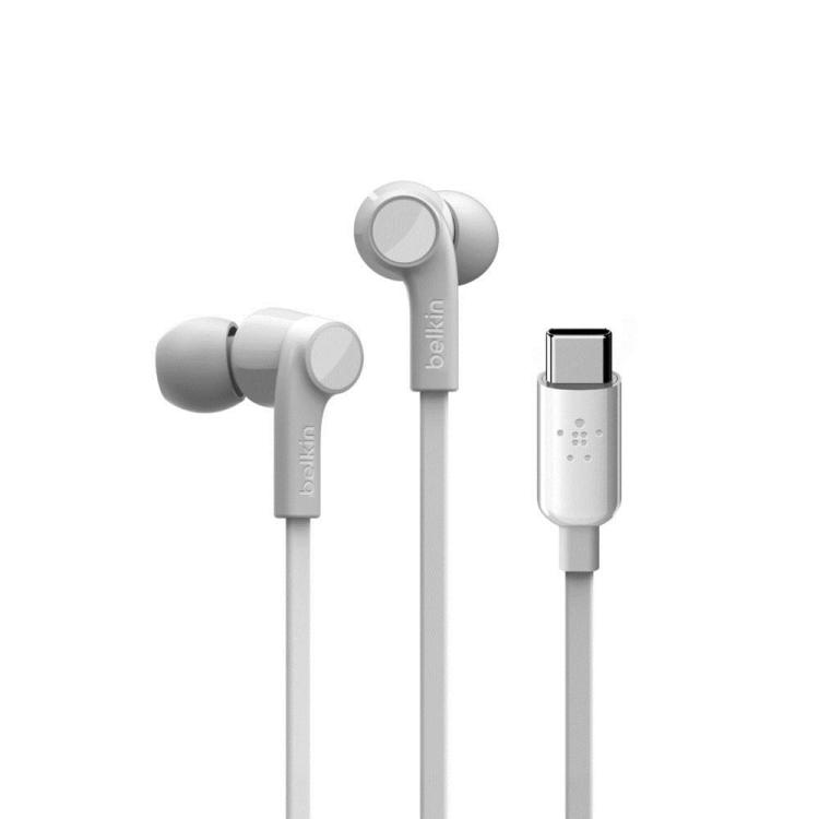 BELKIN SŁUCHAWKI PRZEWODOWE USB-C DOUSZNE BIAŁE