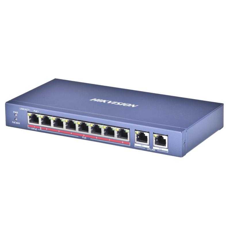 Switch niezarządzalny HIKVISION DS-3E0310HP-E /M(B) 8x 10/100 Mbps PoE ports