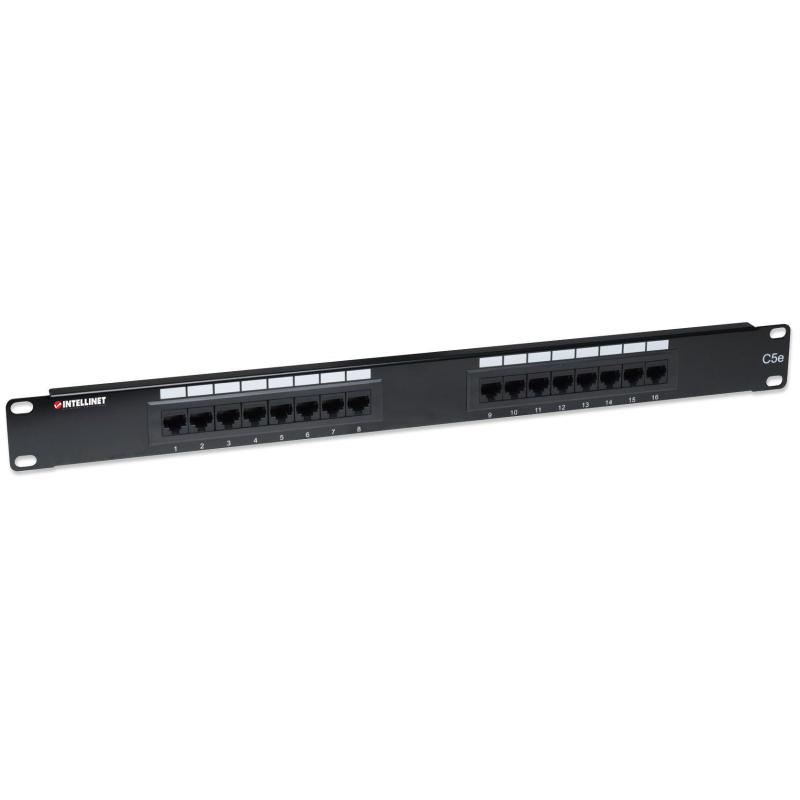 Patch panel Intellinet 1U Rack 19" UTP Cat5e 16-portowy