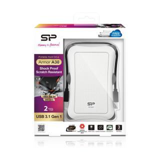 Dysk zewnętrzny HDD Silicon Power Armor A30 (2TB 2.5" USB 3.2 5400 obr/min White SP020TBPHDA30S3W)