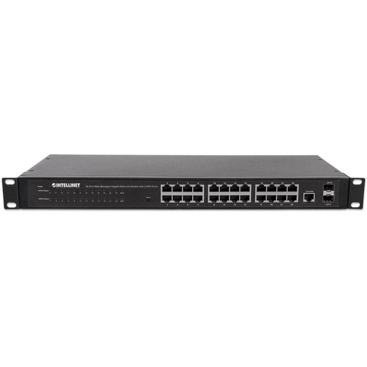 Przełącznik Intellinet Giga 24x RJ45 + 2x SFP WEB-SMART VLAN QOS Rack