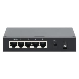 Switch Gigabit 5xPoE Passthrough zasilany PoE lub AC,68W