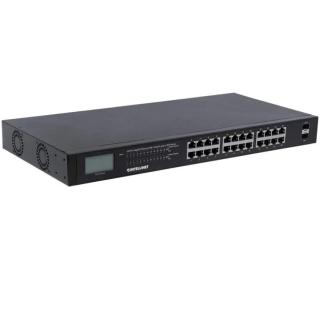 Switch Gigabit 24x RJ45 PoE+, 2x SFP, wyświetlacz LCD